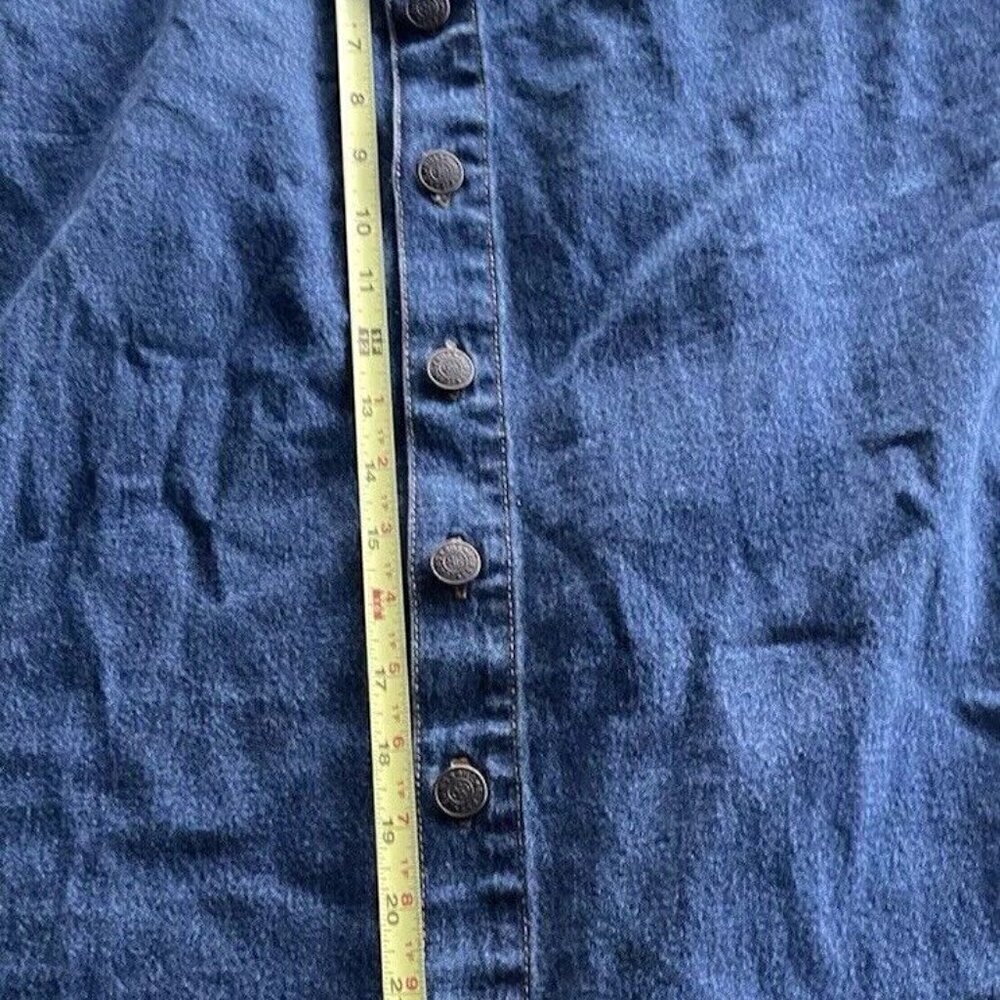 Vintage Bill Blass Women’s Below The Knee Denim Blue Button Jean Skirt Sz 16 - Picture 9 of 15